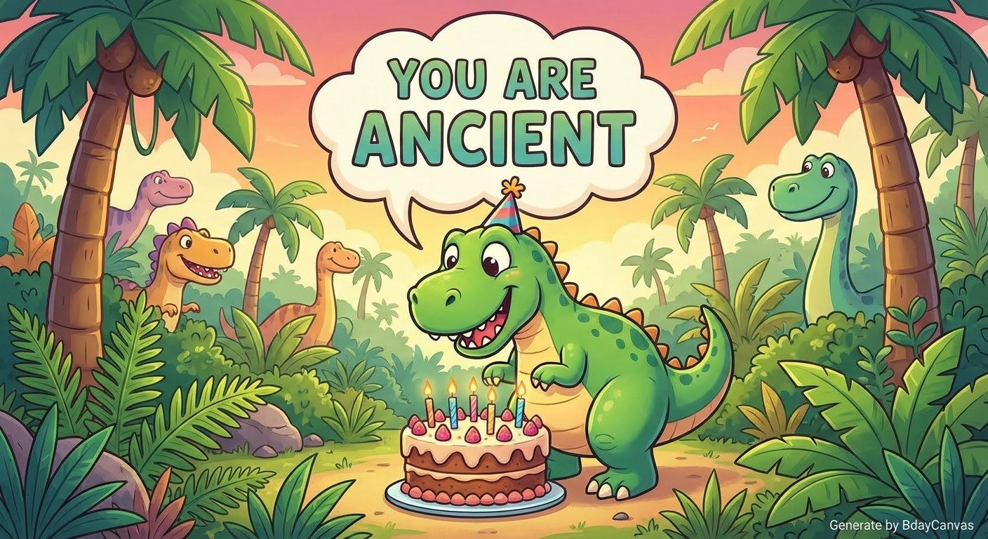 A cute dinosaur blowing out candles on a birthday cake